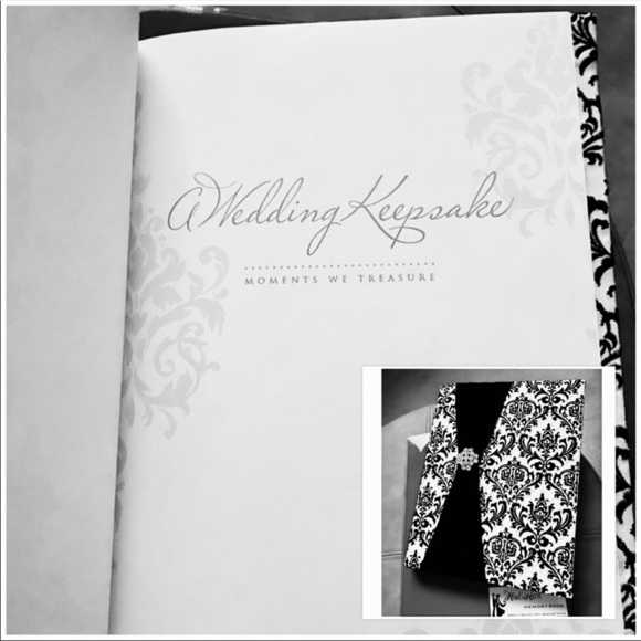 NEW Wedding Memory Book Gift Keepsake Black & White Fabric w/Rhinestone.… - Picture 3 of 8